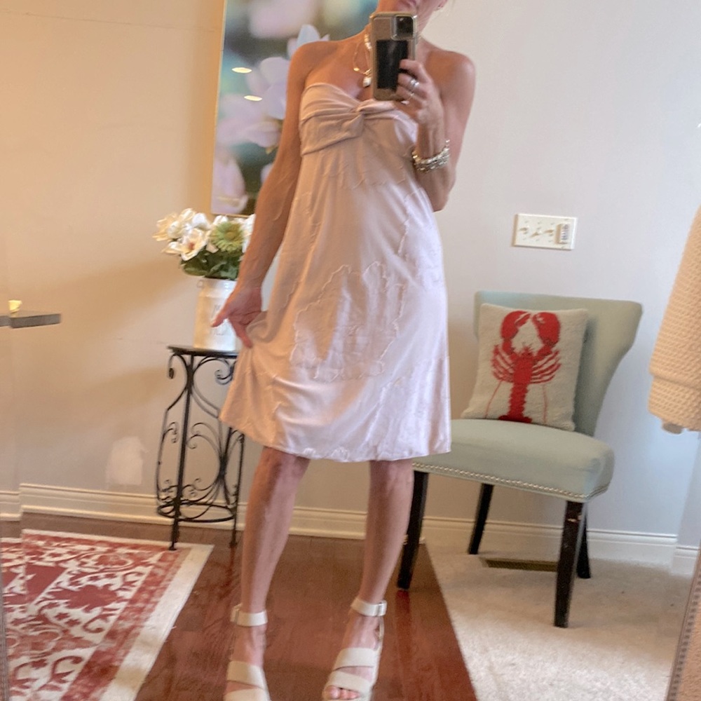 NEW Free People Light Pink Mauve Sleeveless Bandeau Mini floral dress Medium